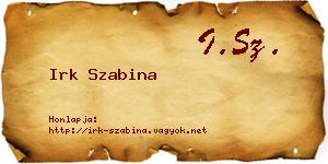 Irk Szabina névjegykártya